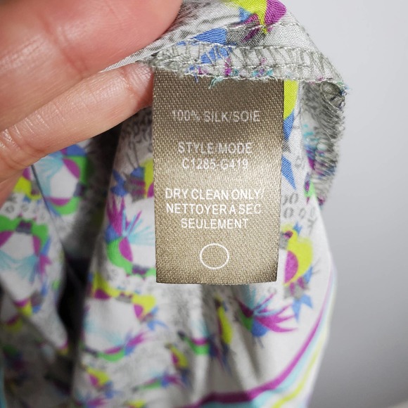 CHARLIE JADE Printed V-Neck Sleeveless 100% Silk Mini Dress Sz Small S - Picture 5 of 6